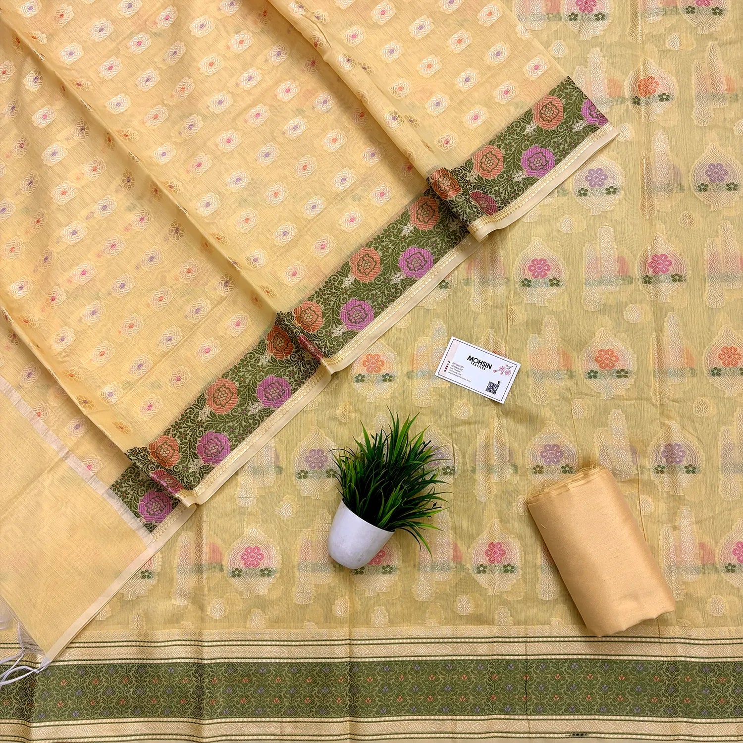 Yellow Resham Banarasi Silk Suit