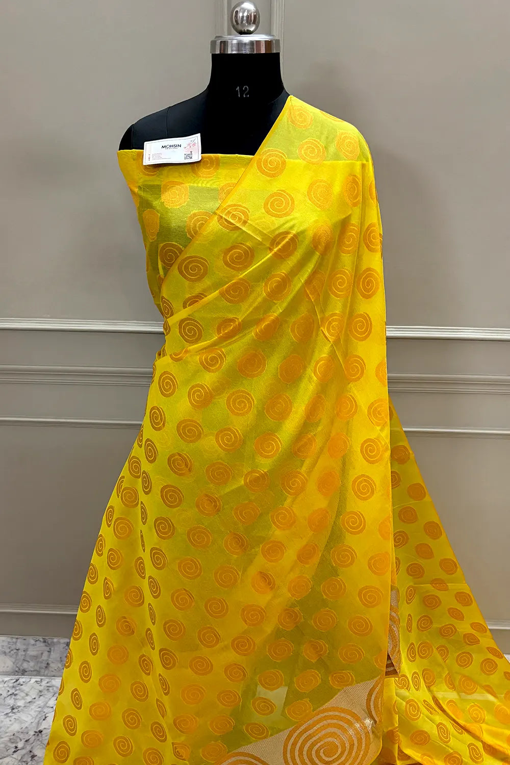 Yellow Resham Silk Banarasi Saree