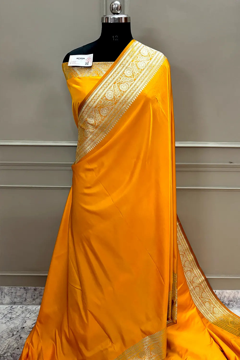 Yellow Royal Plain Katan Silk Banarasi Saree