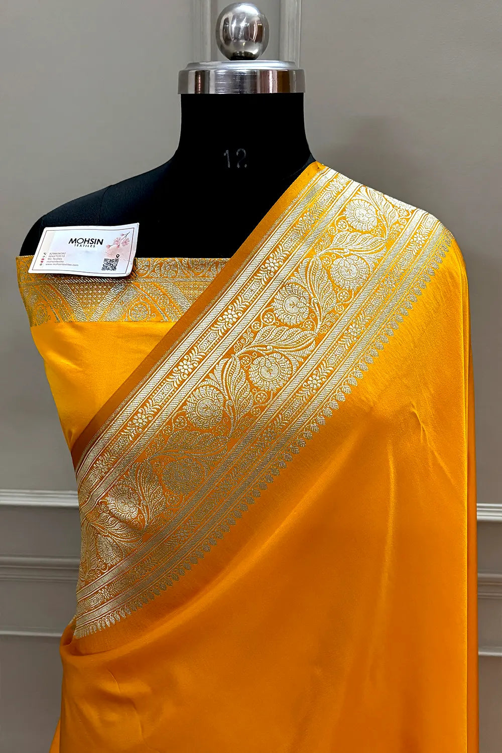 Yellow Royal Plain Katan Silk Banarasi Saree