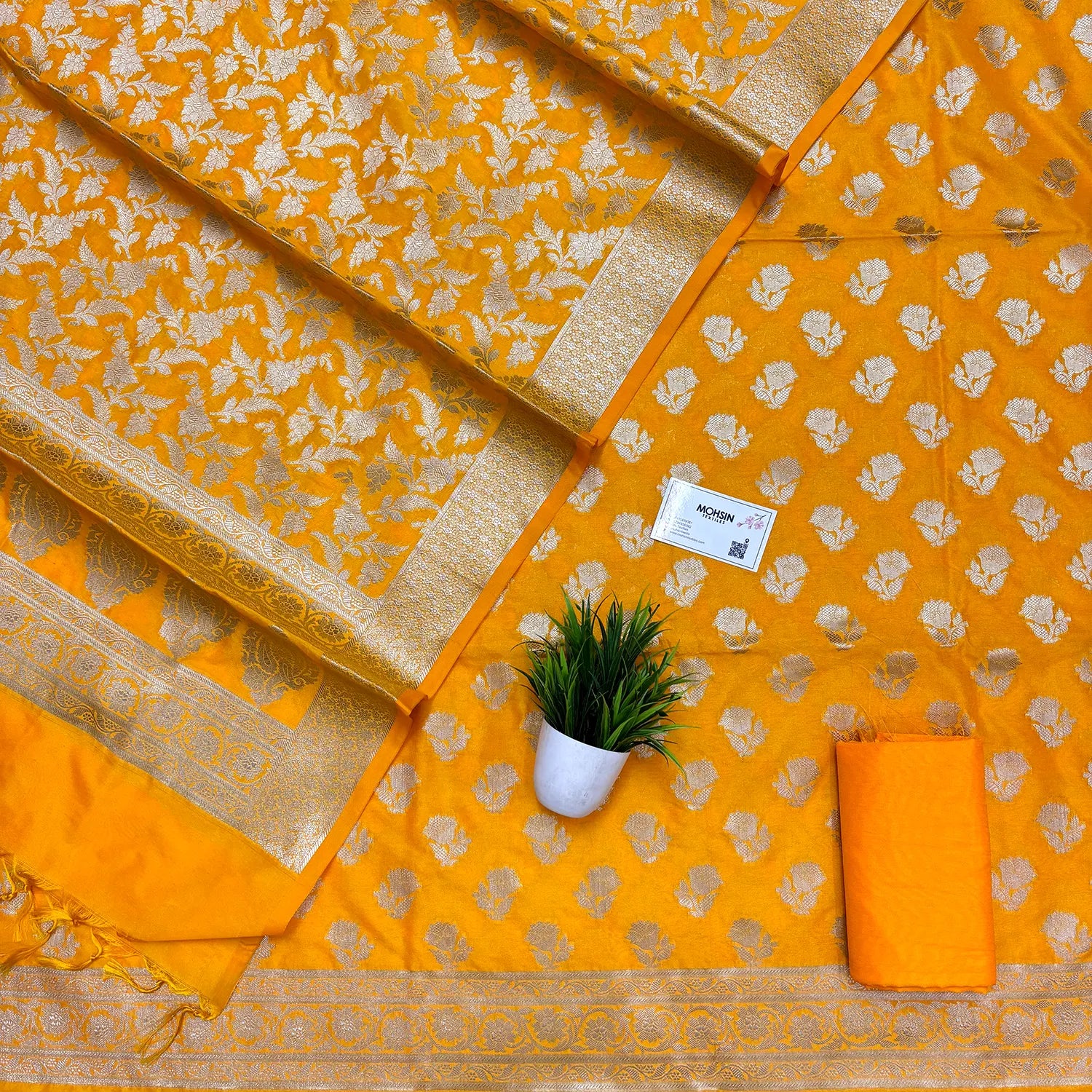 Yellow Shringar Katan Silk Banarasi Suit