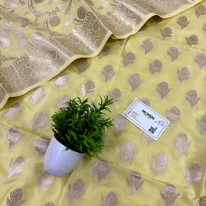 Yellow Singhasan Vilas Satin Silk Banarasi Suit