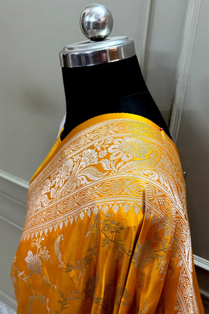 Yellow Suhani Jaal Katan Silk Banarasi Saree