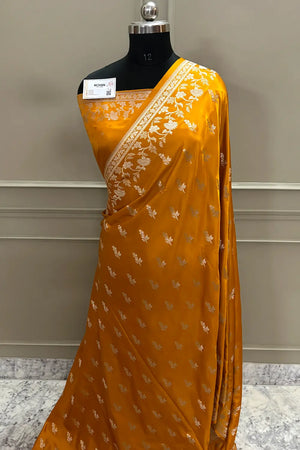 Yellow Tejo Katan Silk Banarasi Saree