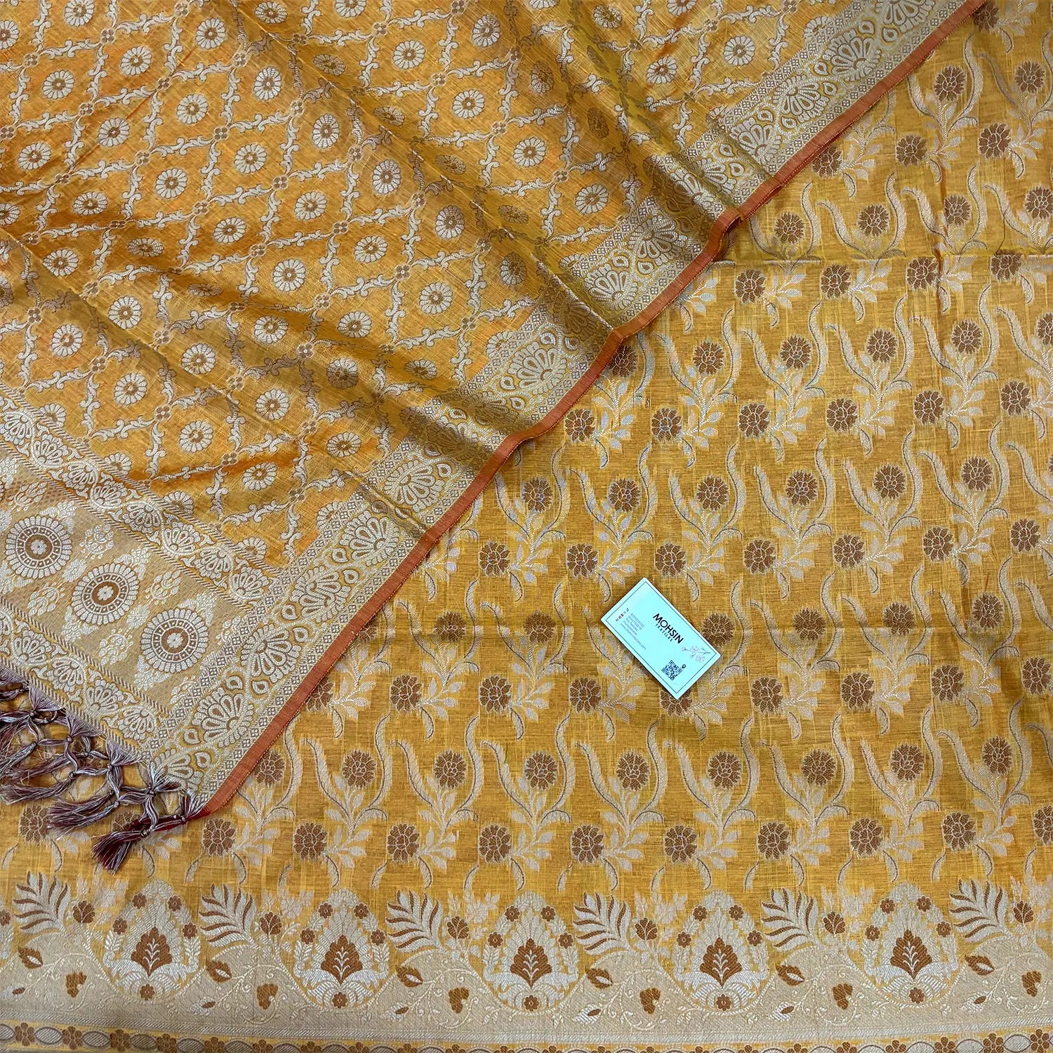 Yellow Yoga Jaal Cotton Silk Banarasi Suit