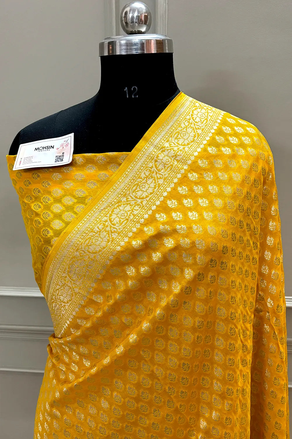 Yellow Zari Georgette Silk Banarasi Saree