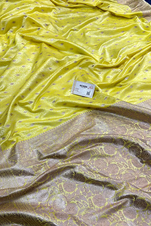 Yellow Zari Katan Silk Banarasi Saree