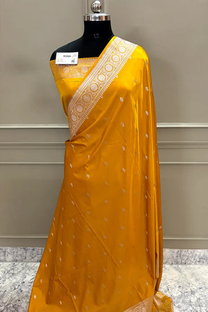 Yellow Zari Katan Silk Banarasi Saree