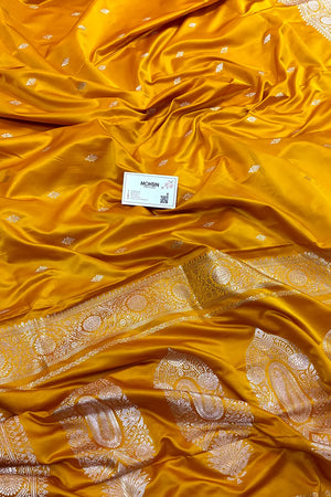 Yellow Zari Katan Silk Banarasi Saree
