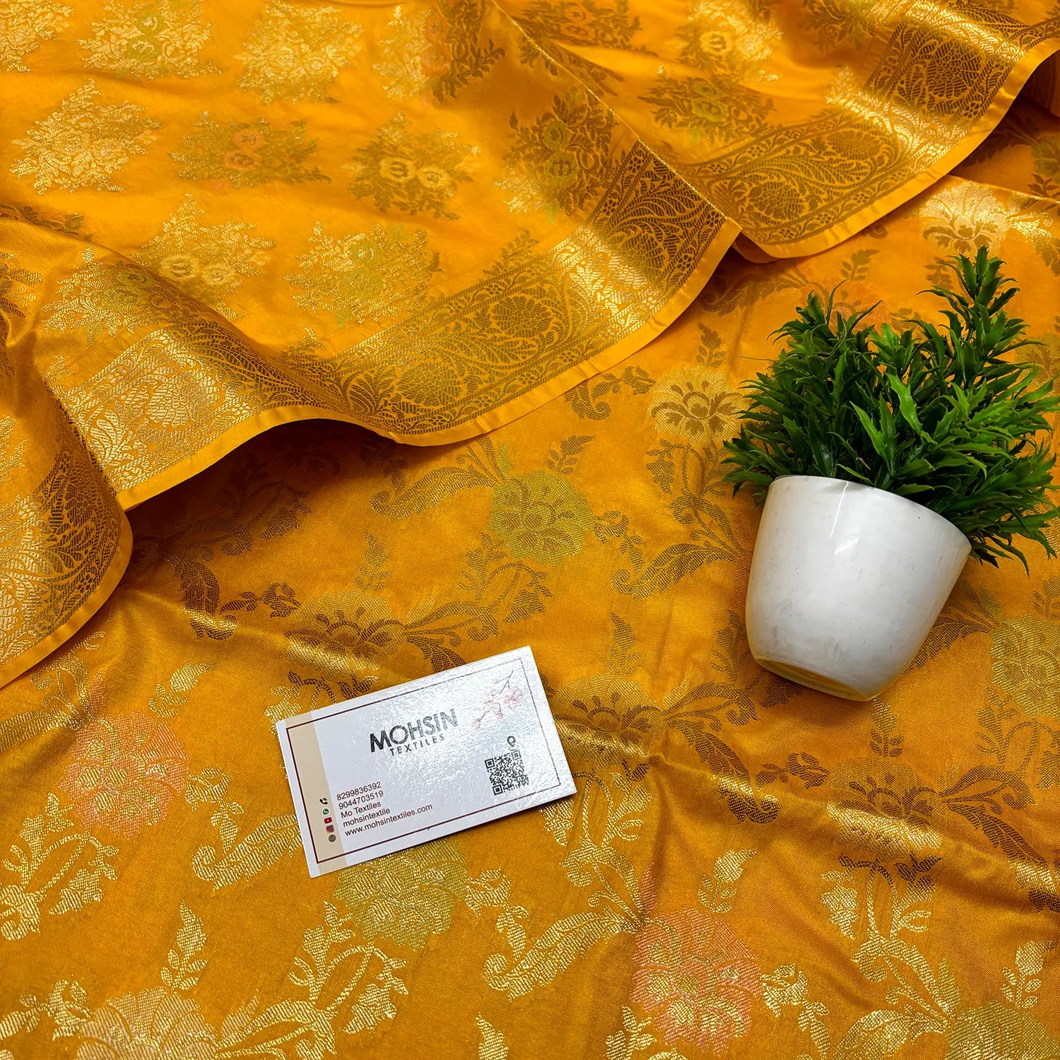 Yellow Zari Katan Silk Banarasi Suit