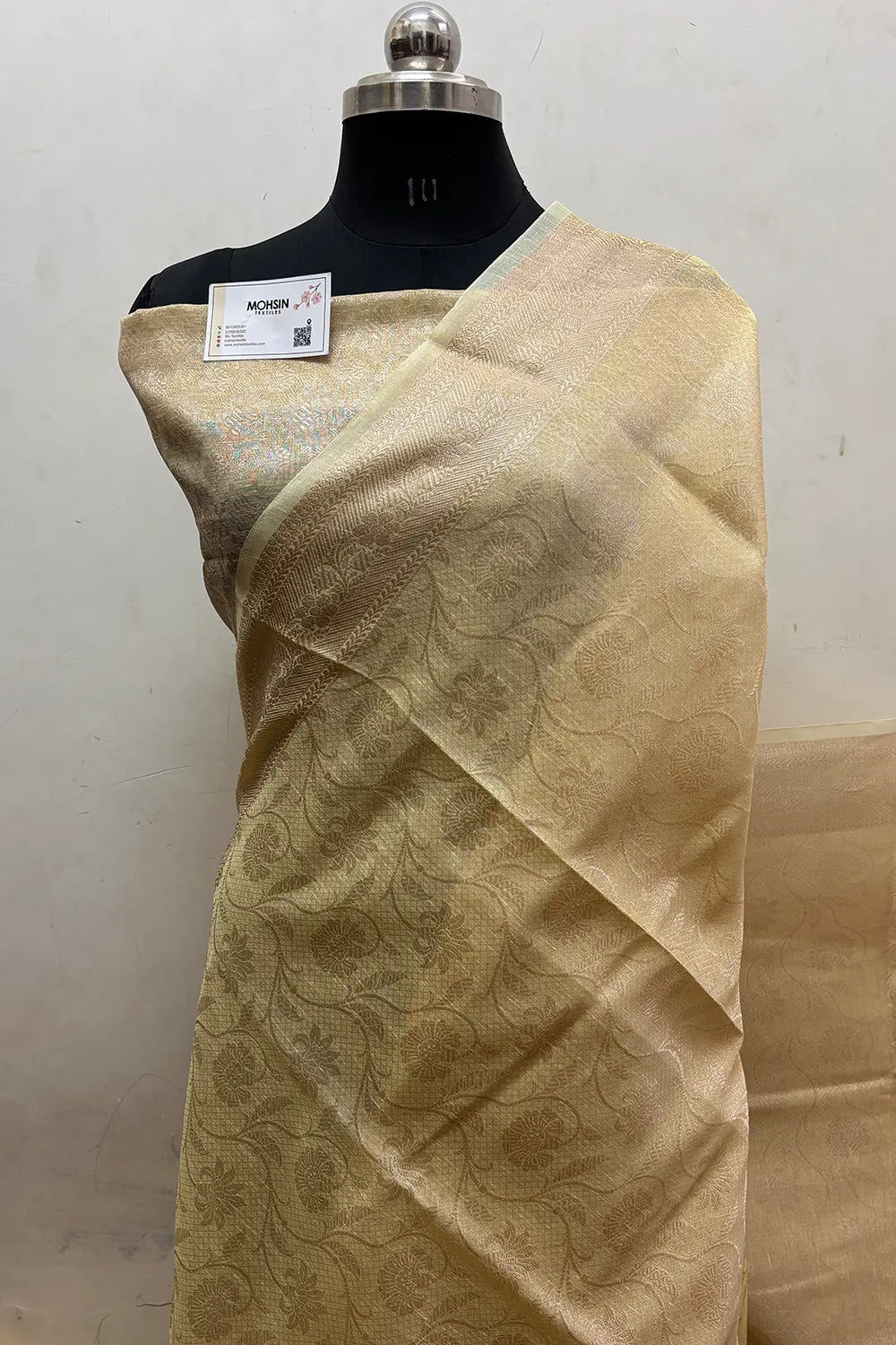 Yellow Zari Linen Silk Banarasi Saree