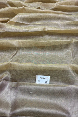 Yellow Zari Linen Silk Banarasi Saree