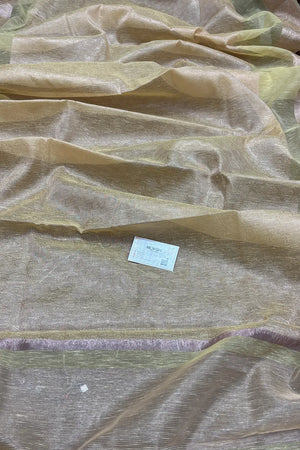 Yellow Zari Linen Silk Banarasi Saree