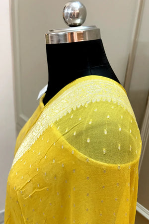 Yellow Zari Pure Georgette Silk Banarasi Suit