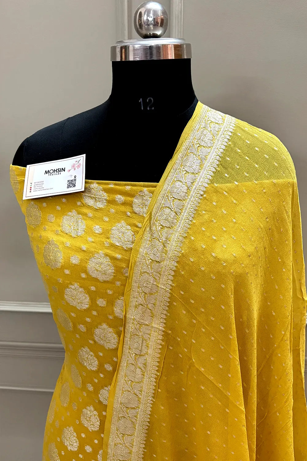 Yellow Zari Pure Georgette Silk Banarasi Suit
