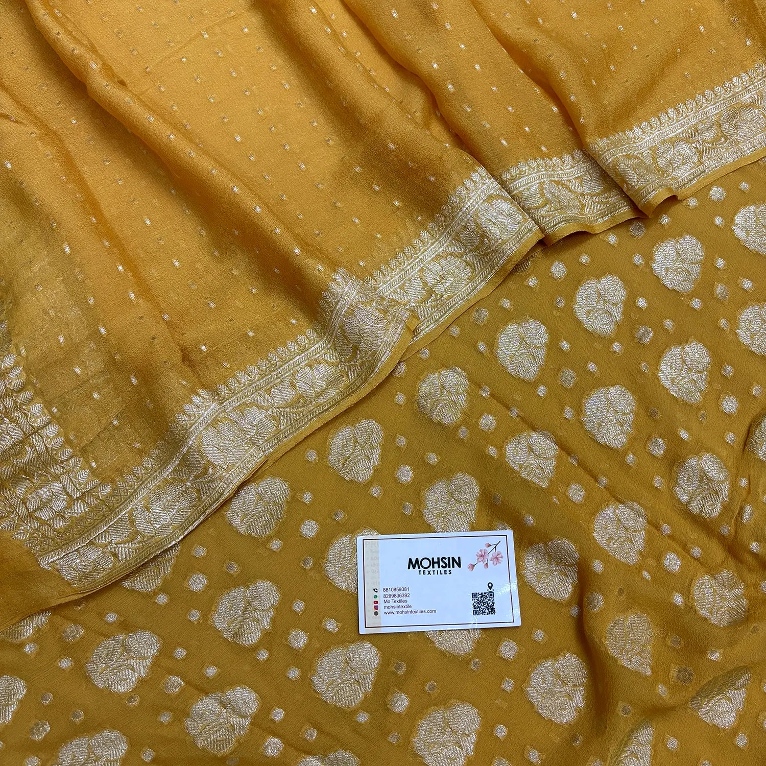 Yellow Zari Pure Georgette Silk Banarasi Suit