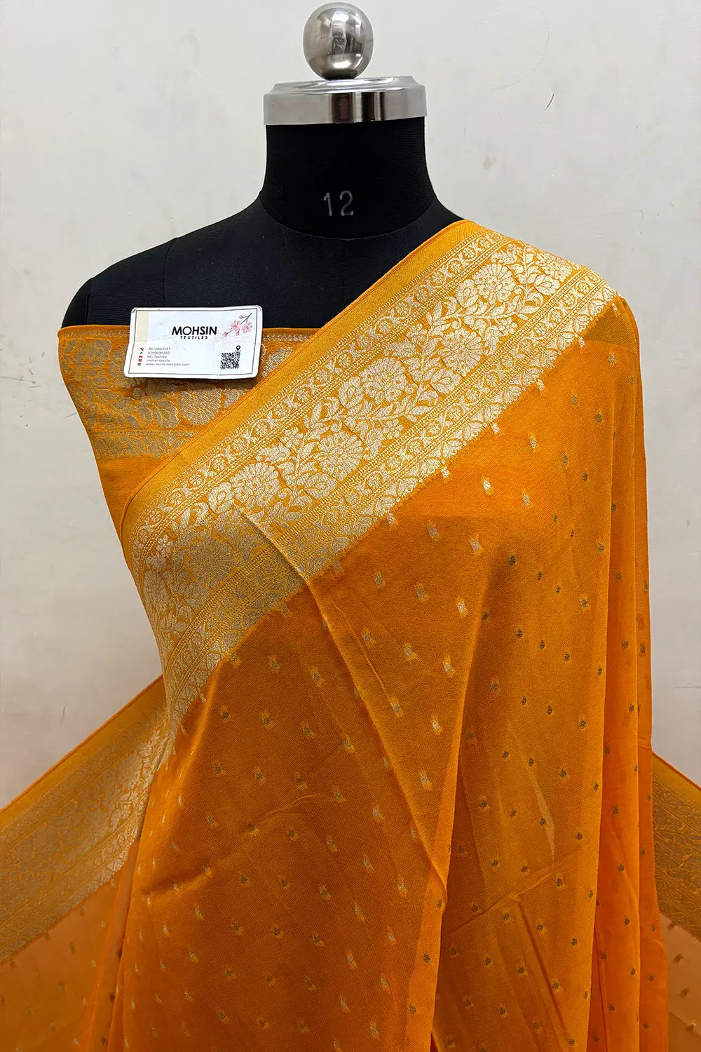 Yellow Zari Viscose Georgette Silk Banarasi Saree