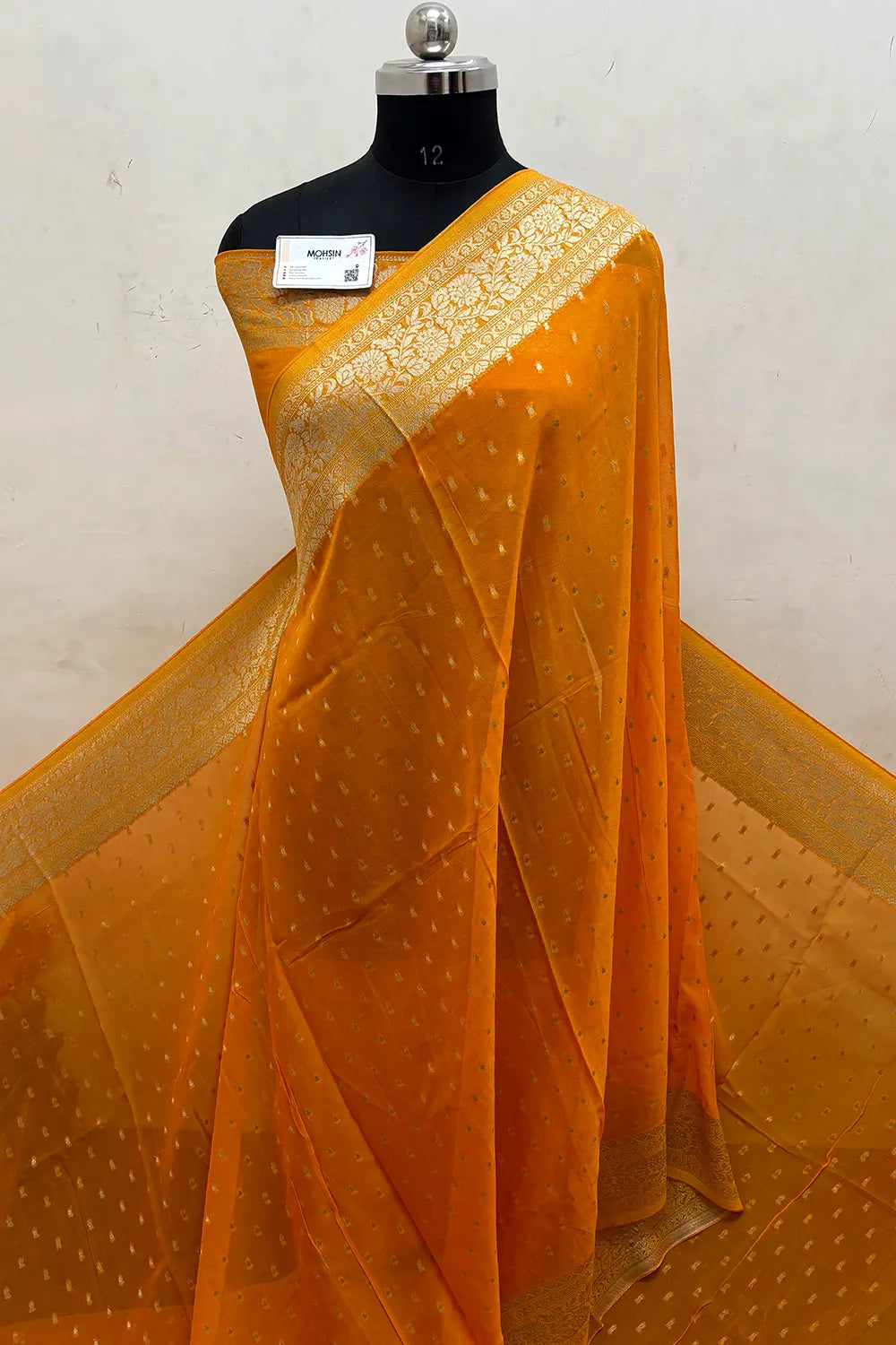 Yellow Zari Viscose Georgette Silk Banarasi Saree