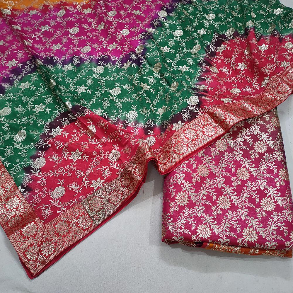 Banarasi Stunning Multi Shade Gharara With Dupatta - Mohsin Textiles