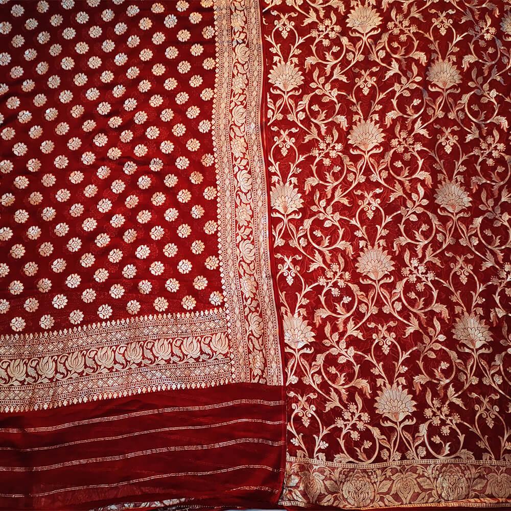 Maroon Khaddi Chiffon Suit