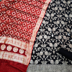 Black and Red Khaddi Chiffon Suit