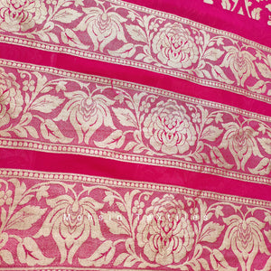 Banarasi Khaddi Chiffon Lahenga Pure Silk with Border Patches (Full Kalli 18 Pcs.) Red Lahenga / Red Dupatta - Mohsin Textiles