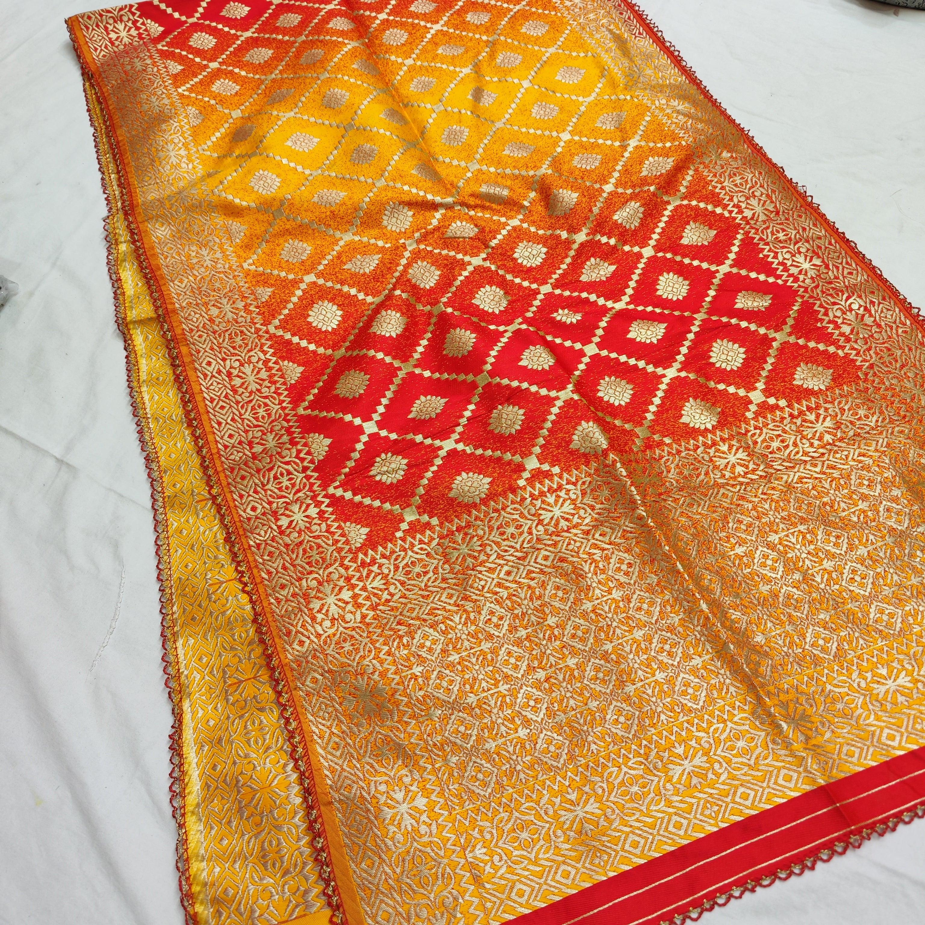 Beautiful Hand Woven Banarasi Ladies Stole. Double Shaded Top-Notch Fabric Soft Fabric.
