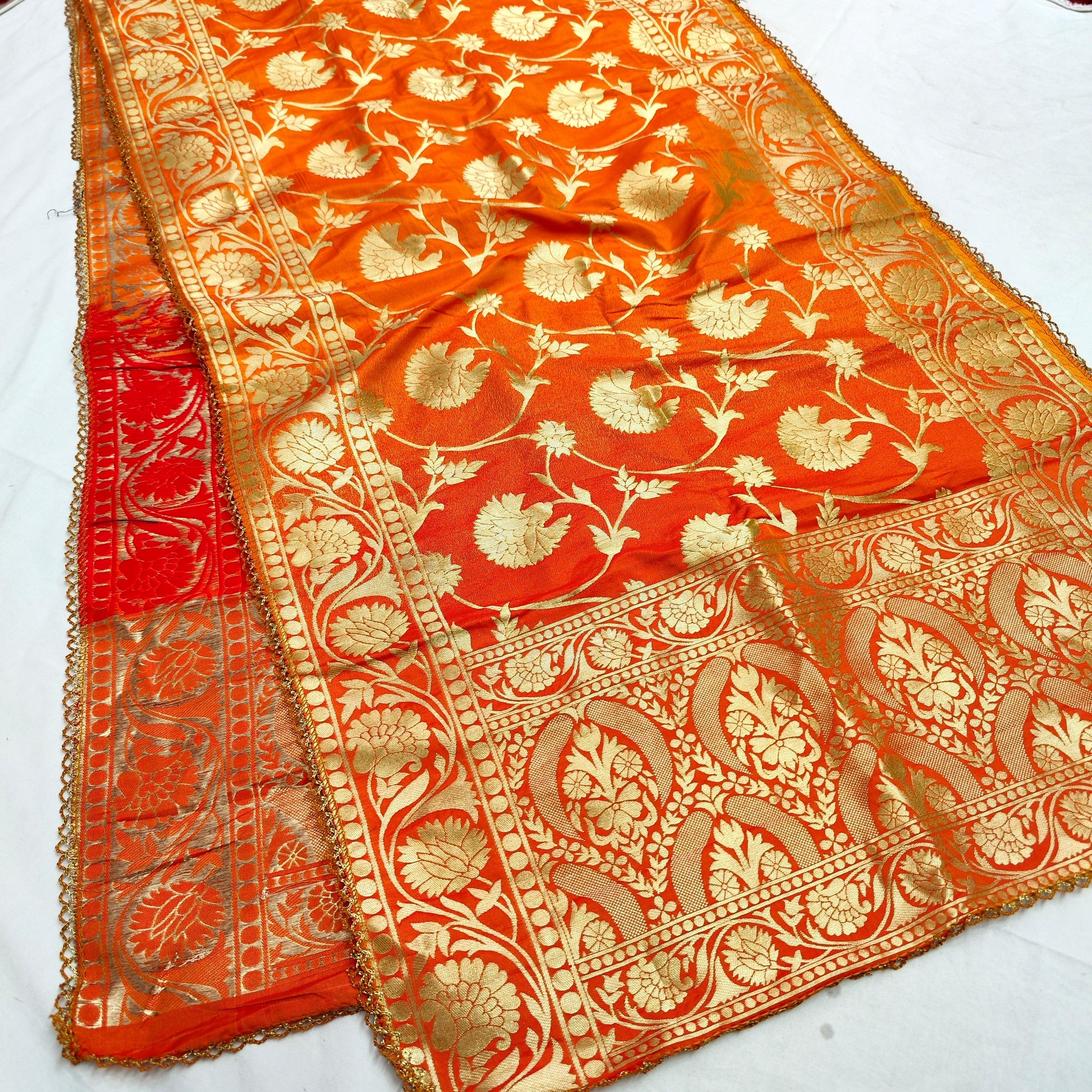 Beautiful Hand Woven Banarasi Ladies Stole. Double Shaded Top-Notch Fabric Soft Fabric.