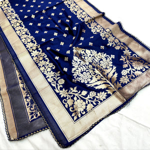Beautiful Hand Woven Banarasi Ladies Stole. Double Shaded Top-Notch Fabric Soft Fabric.