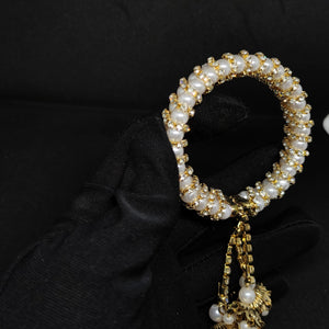 Golden Pearl & Stone Stretchable Latkan Bracelet - Mohsin Textiles