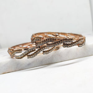 Rose Gold Plated Bangles Heavy Kada With Silver and Copper Stone For Women's & Girls - Mohsin Textiles