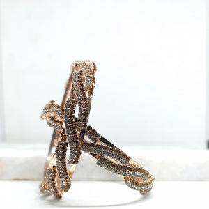 Rose Gold Plated Bangles Heavy Kada With Silver and Copper Stone For Women's & Girls - Mohsin Textiles