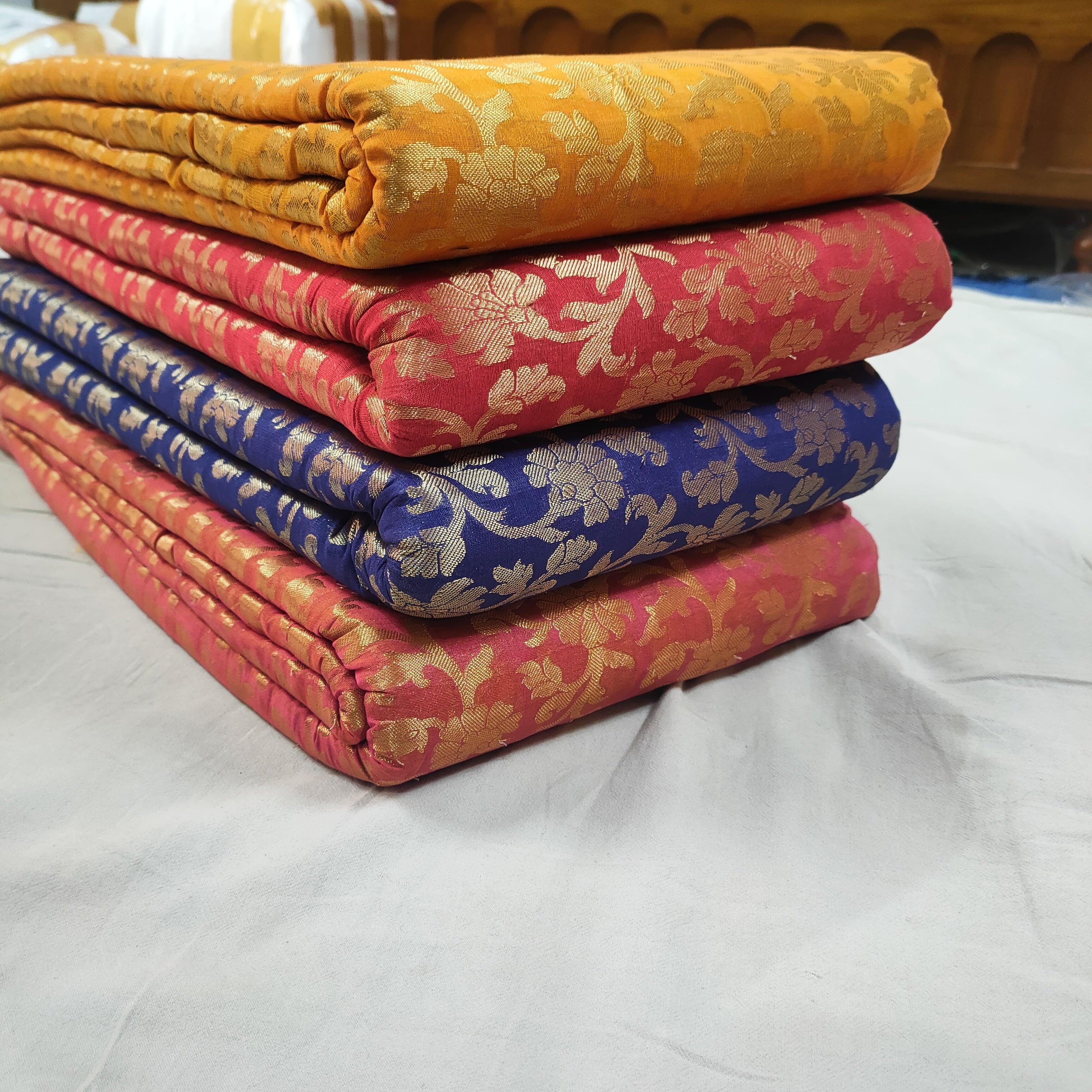 Pure Banarasi Musrize Silk Fabric Unstiched Dress Material (Floral Jaal) - Mohsin Textiles