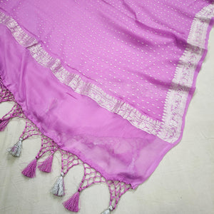 Pure Khaddi Chiffon Banarasi Dupatta With Zari Work. Best For Wedding, Party, Function