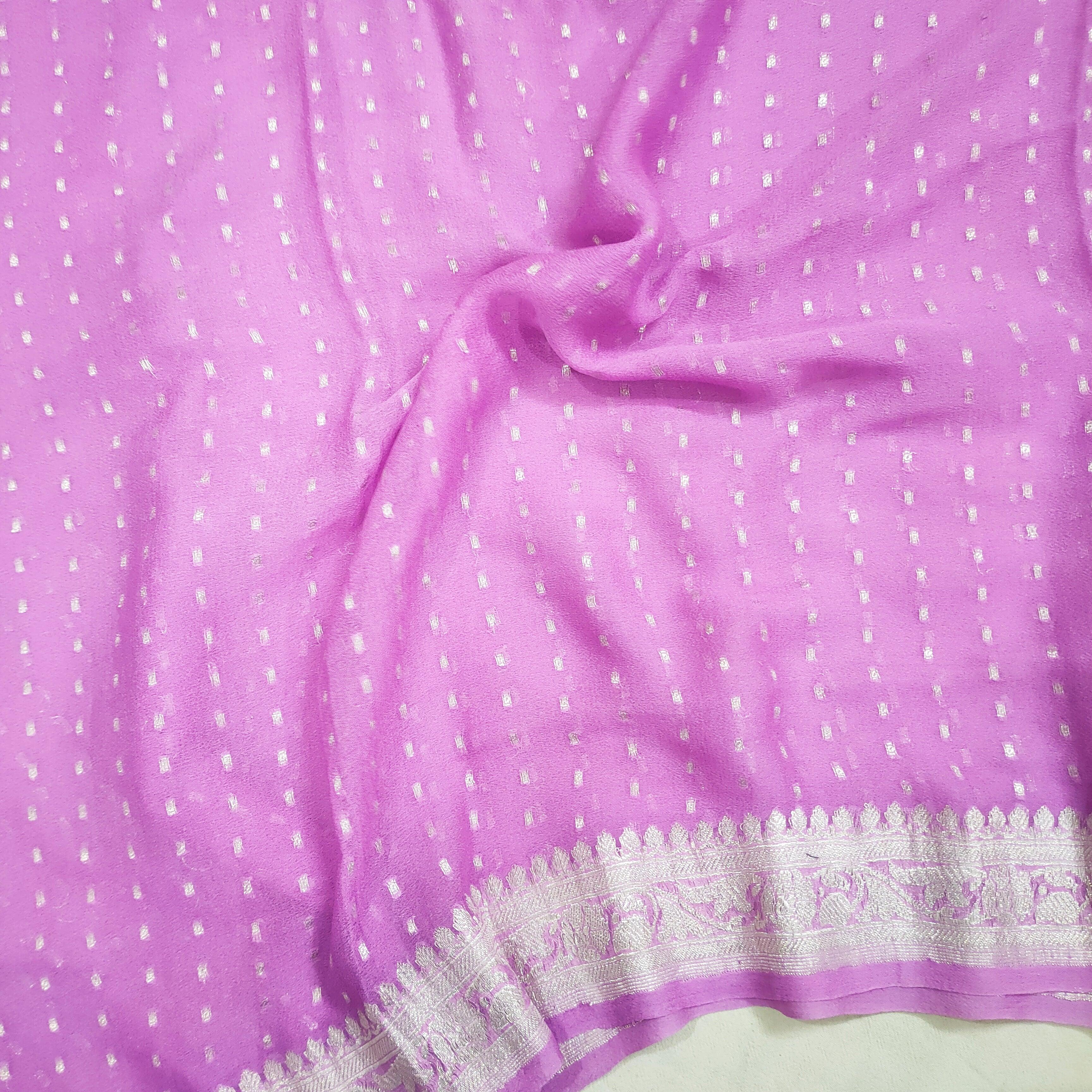 Pure Khaddi Chiffon Banarasi Dupatta With Zari Work. Best For Wedding, Party, Function