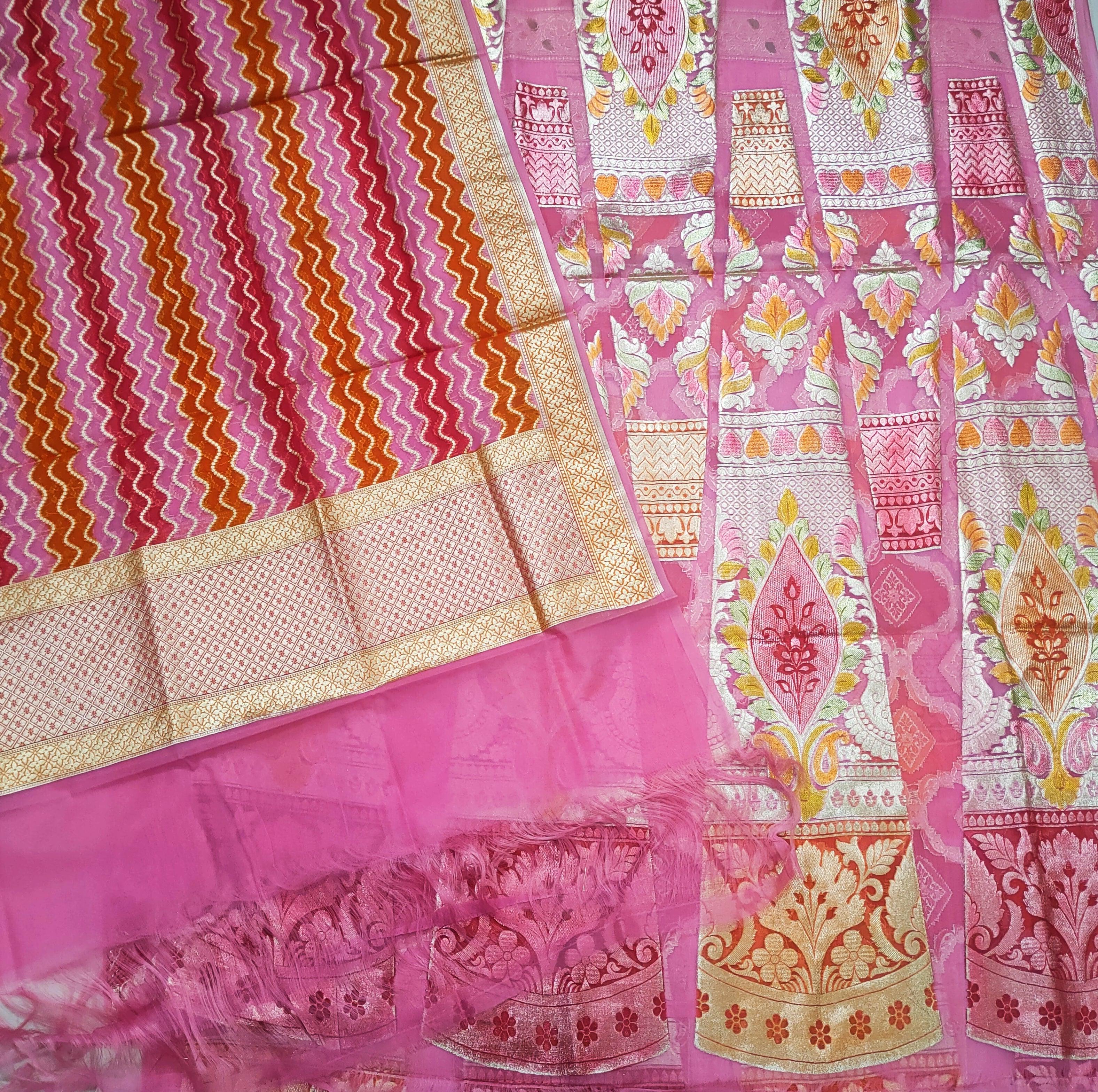 Hand brush painting pure organza silk 24 kalli lahenga with 1 meter blouse. Best choice for party, occasion, wedding