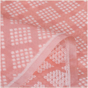 Pure Banarasi Resham Silk Handwon Silk Fabric (Square Cutwork) Light Peach - Mohsin Textiles