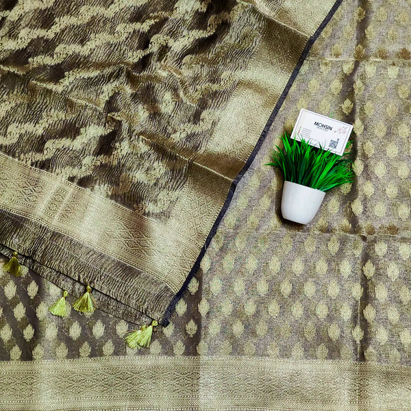 Beige Pairahan Tissue Silk Banarasi Suit