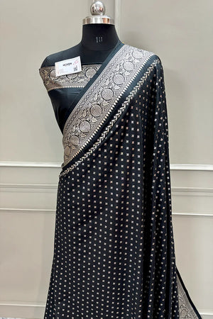 Black Golden Zari Silky Banarasi Saree