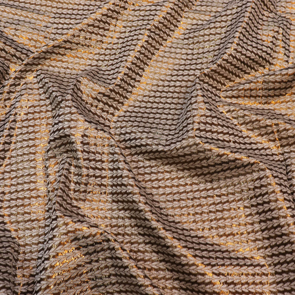 Brown Lorex and Resham Shimmer Silk Fabric
