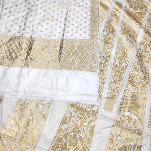 White Dyeable 24 Kalli Katan Silk Pure Banarasi Handloom Lahenga