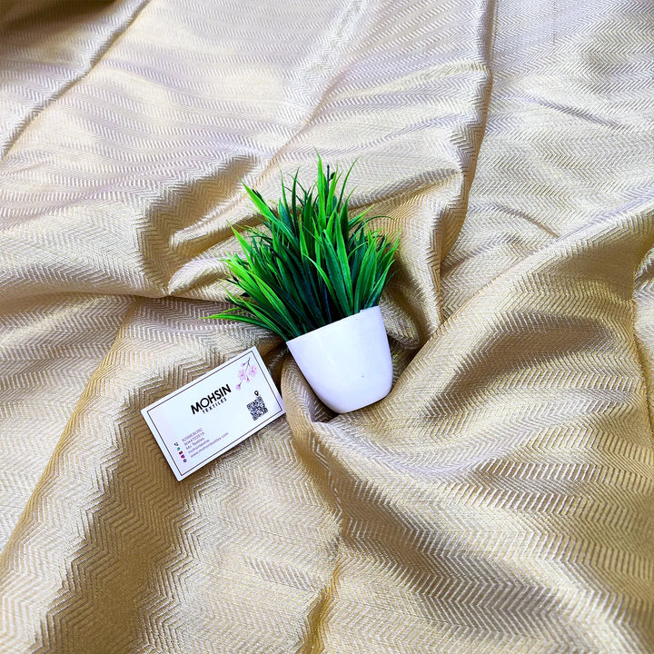 Gold Zari Tissue Silk Banarasi Fabric