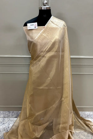 Gold Zari Tissue Silk Banarasi Saree