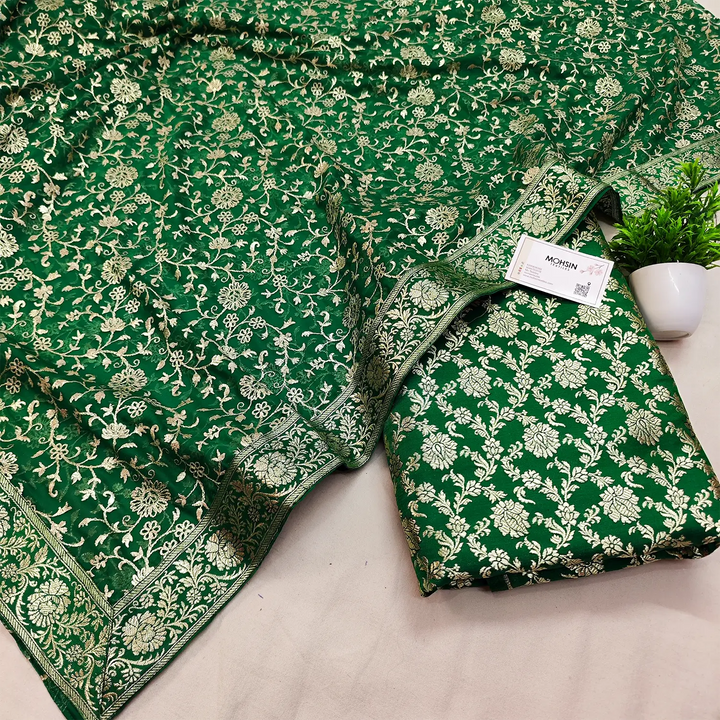 Green Golden Zari Kimkhab Silk Banarasi Gharara