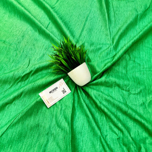 Green Plain Dupion Silk Banarasi Fabric