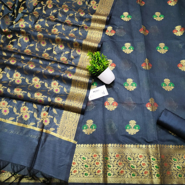 Grey Lotus Fawara Meenakari Banarasi Silk Suit