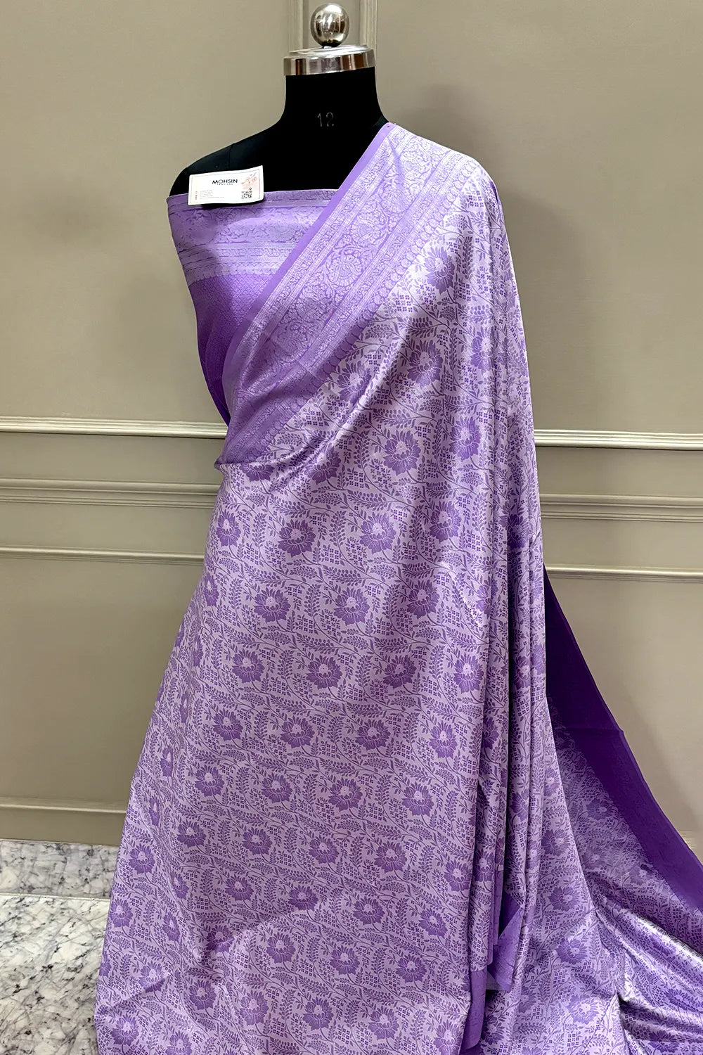Lavender Resham Zari Silk Banarasi Saree