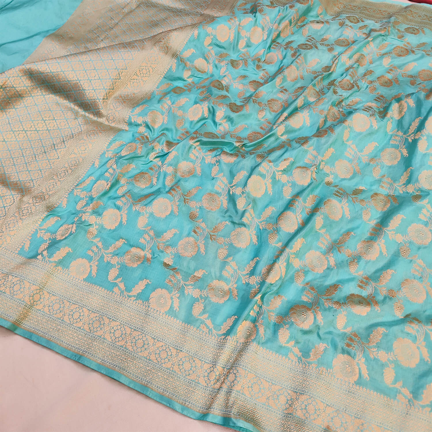 Buy Traditional Wear Firozi Weaving Banarasi Silk Saree Online From Surat  Wholesale Shop.