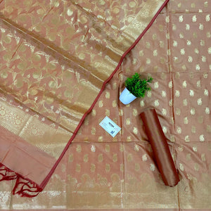 Light Peach Godzilla Satin Silk Banarasi Suit