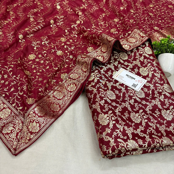 Maroon Golden Zari Kimkhab Silk Banarasi Gharara